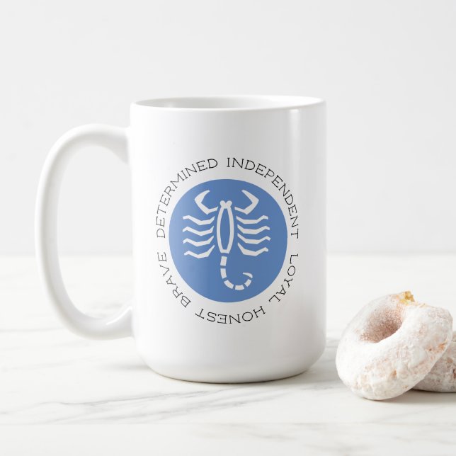 Taza De Café Bandas de Escorpio Azul Signo de estrella zodiaca  (Con donut)