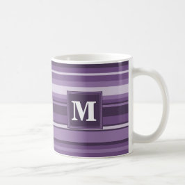 Taza De Café Bandas de lavanda monogramo