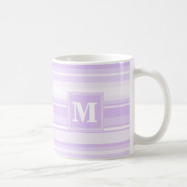 Taza De Café Bandas de lilac monogramo