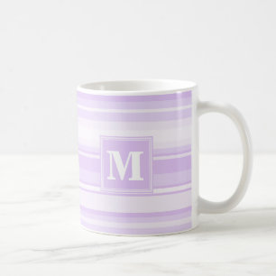 Taza De Café Bandas de lilac monogramo