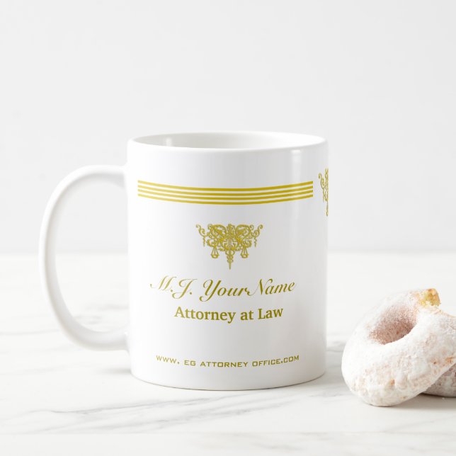 Taza De Café Bandas de lujo y oro emblema de la justicia (Con donut)