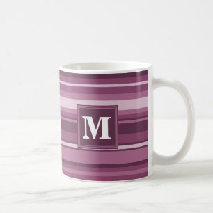 Taza De Café Bandas de mauve monogramo
