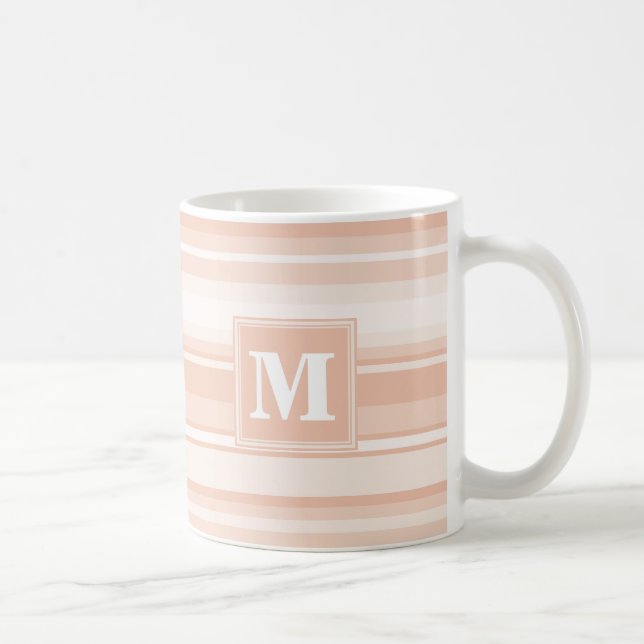 Taza De Café Bandas de melocotón monograma (Derecha)