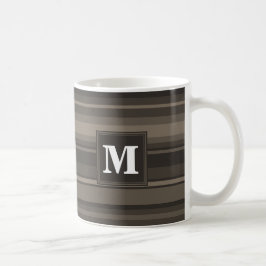 Taza De Café Bandas de taupe monogramo