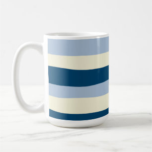Taza De Café Bandas desiguales: azul oscuro, azul claro y crema