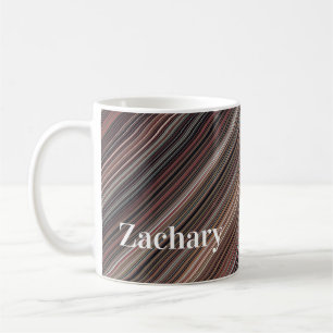 Taza De Café Bandas diagonales en negro, marrón y blanco