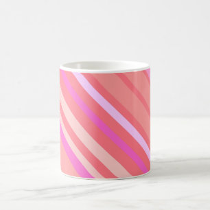 Taza De Café Bandas diagonales rosadas modernas