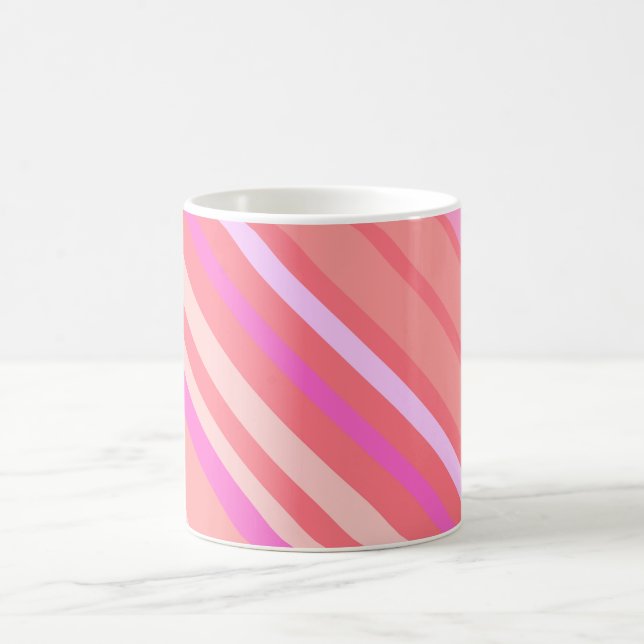 Taza De Café Bandas diagonales rosadas modernas (Centro)