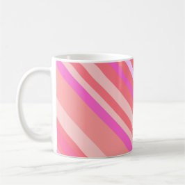Taza De Café Bandas diagonales rosadas modernas