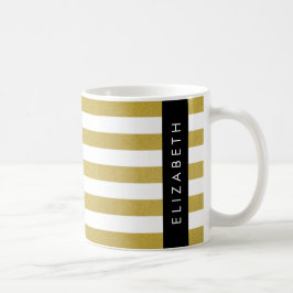 Taza De Café Bandas doradas, Patrón rayado, Líneas, Su Nombre