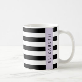 Taza De Café Bandas en blanco y negro, rayas, líneas, nombre