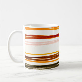 Taza De Café Bandas geométricas, ilustracion de acuarela naranj