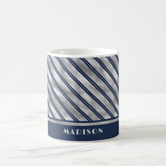 Taza De Café Bandas glosadas azules y grises (Centro)