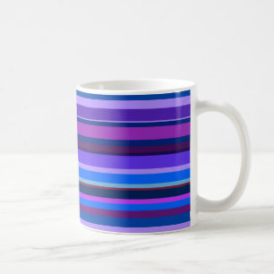 Taza De Café Bandas horizontales azules y violetas