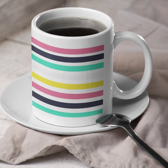 Taza De Café Bandas horizontales coloreadas (Colored Horizontal Stripes Coffee Mug)