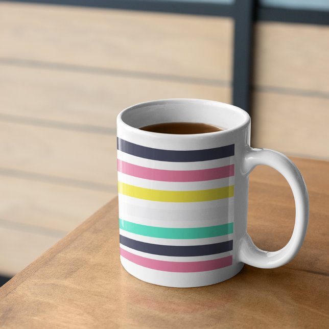 Taza De Café Bandas horizontales coloreadas (Colored Horizontal Stripes Coffee Mug)