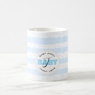 Taza De Café Bandas monogramadas azul y blanco