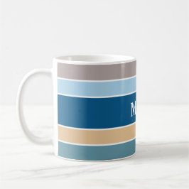 Taza De Café Bandas náuticas personalizado monogramos