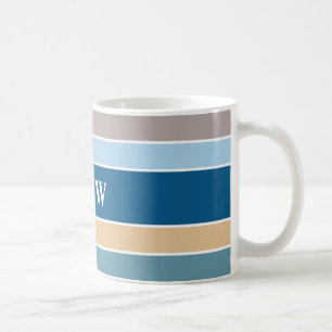 Taza De Café Bandas náuticas personalizado monogramos