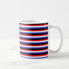 Taza De Café Bandas negras, blancas, rojas y azules