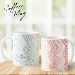 Taza De Café Bandas onduladas de colores con tu NOMBRE | elegan