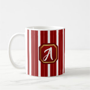 Taza De Café Bandas rojas y monograma dorado