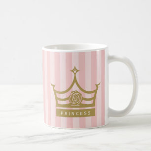 Taza De Café Bandas rosadas de moda y corona Rosa de oro