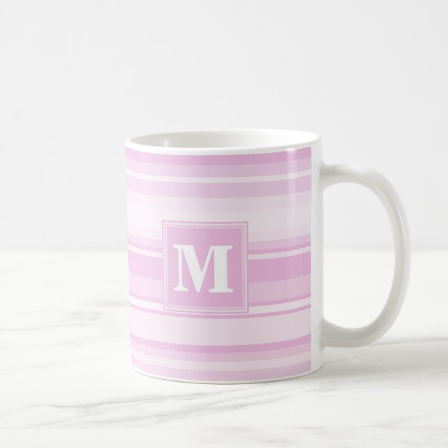 Taza De Café Bandas rosadas para bebés monogramo (Derecha)