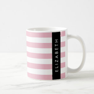 Taza De Café Bandas rosadas, Patrón rayado, Líneas, Su Nombre