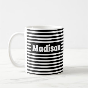 Taza De Café Bandas simples y simples Nombre personalizado blan