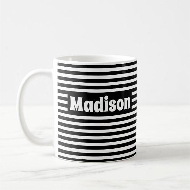 Taza De Café Bandas simples y simples Nombre personalizado blan (Izquierda)