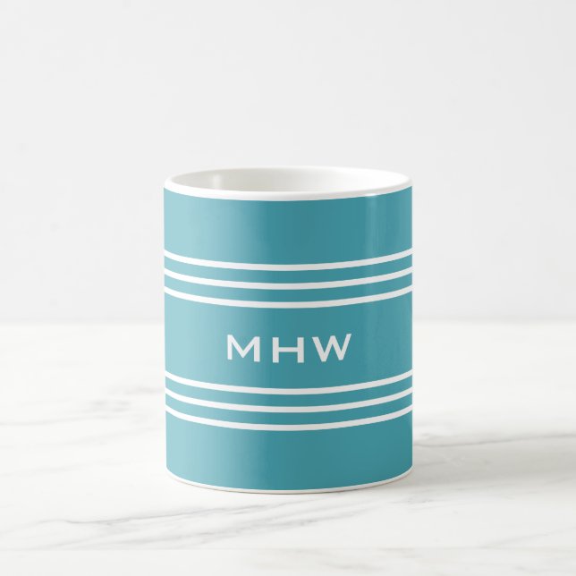 Taza De Café Bandas turquesas personalizados de panzas monográf (Centro)
