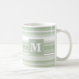 Taza De Café Bandas verde pálido monograma