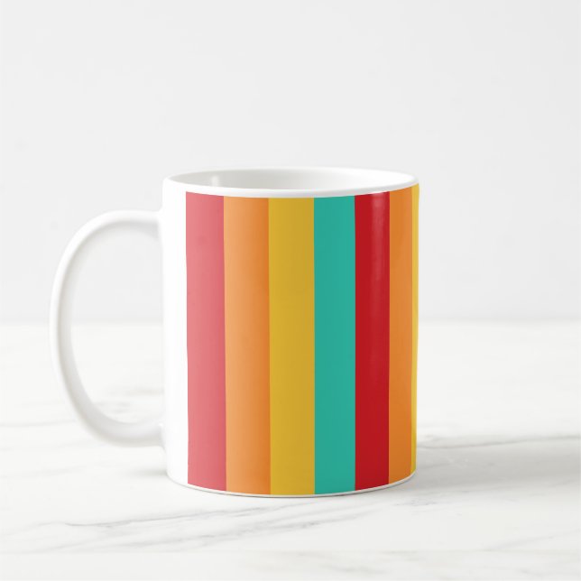 Taza De Café Bandas verticales multicolores (Izquierda)