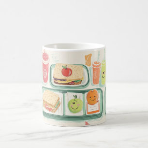 Taza De Café bandeja de almuerzo escolar ilustrada en estilo "k
