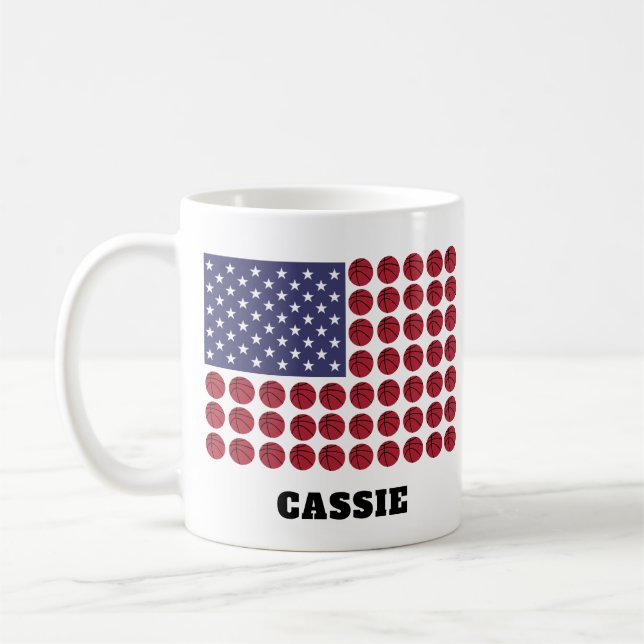 TAZA DE CAFÉ BANDEJA DE BASKETBALL EE.UU. PERSONALIZADA (Izquierda)