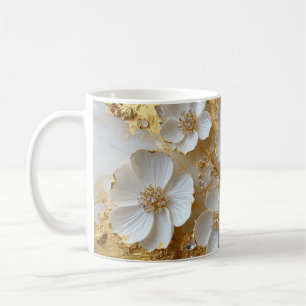 Taza De Café Bandeja de madera con flores elegantes y juego de