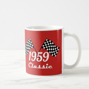 Taza De Café Bandera a cuadros Retro 1959 Clásica en Blanco y N