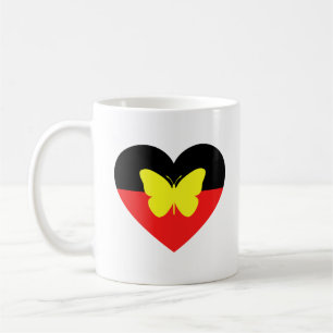 Taza De Café Bandera aborigen de la mariposa