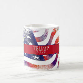 Taza De Café Bandera acuarela estadounidense Trump 2020