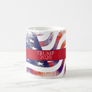 Taza De Café Bandera acuarela estadounidense Trump 2020