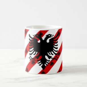 Taza De Café Bandera albanesa de las rayas