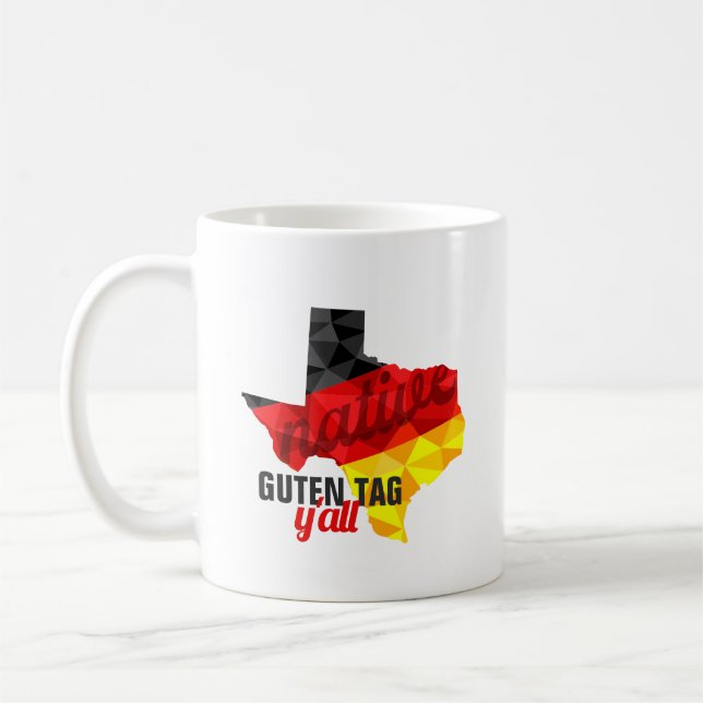 Taza De Café Bandera Alemana del Polígono Nativo de Texas (Izquierda)