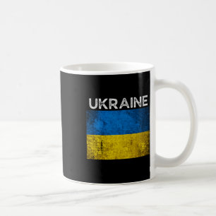 Taza De Café Bandera amarilla azul ucraniana con la palabra Ucr