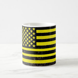 Taza De Café Bandera amarilla negra de Estados Unidos