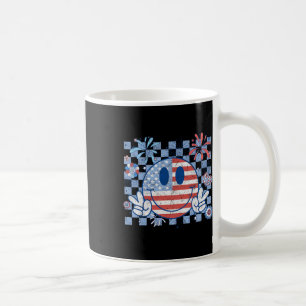 Taza De Café Bandera Americana 4 De Julio Groovy Sonriente Cont