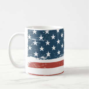 Taza De Café Bandera Americana Borde fondo. Versión de Raster.