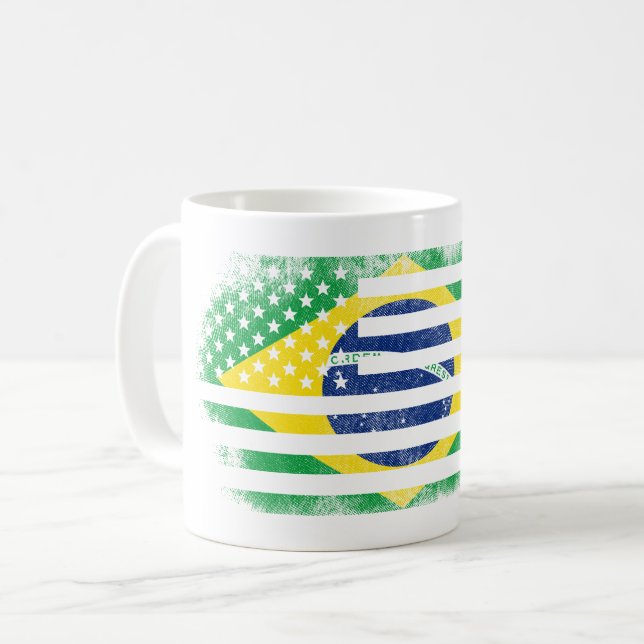 Taza De Café Bandera americana brasileña   el Brasil y diseño (Anverso izquierdo)