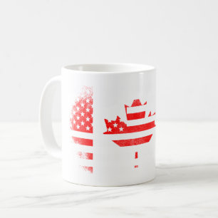 Taza De Café Bandera americana canadiense Canadá y diseño de
