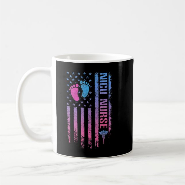 Taza De Café Bandera americana cuta - Enfermero patreótico de l (Izquierda)